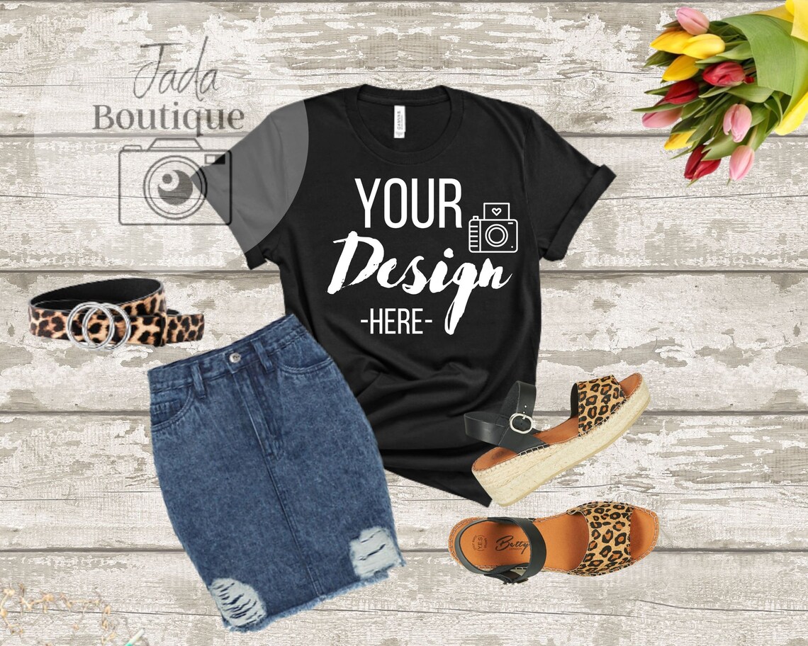 Download Black Tshirt MockUp Women T-shirt Mock Up Flat Lay T-shirt ...