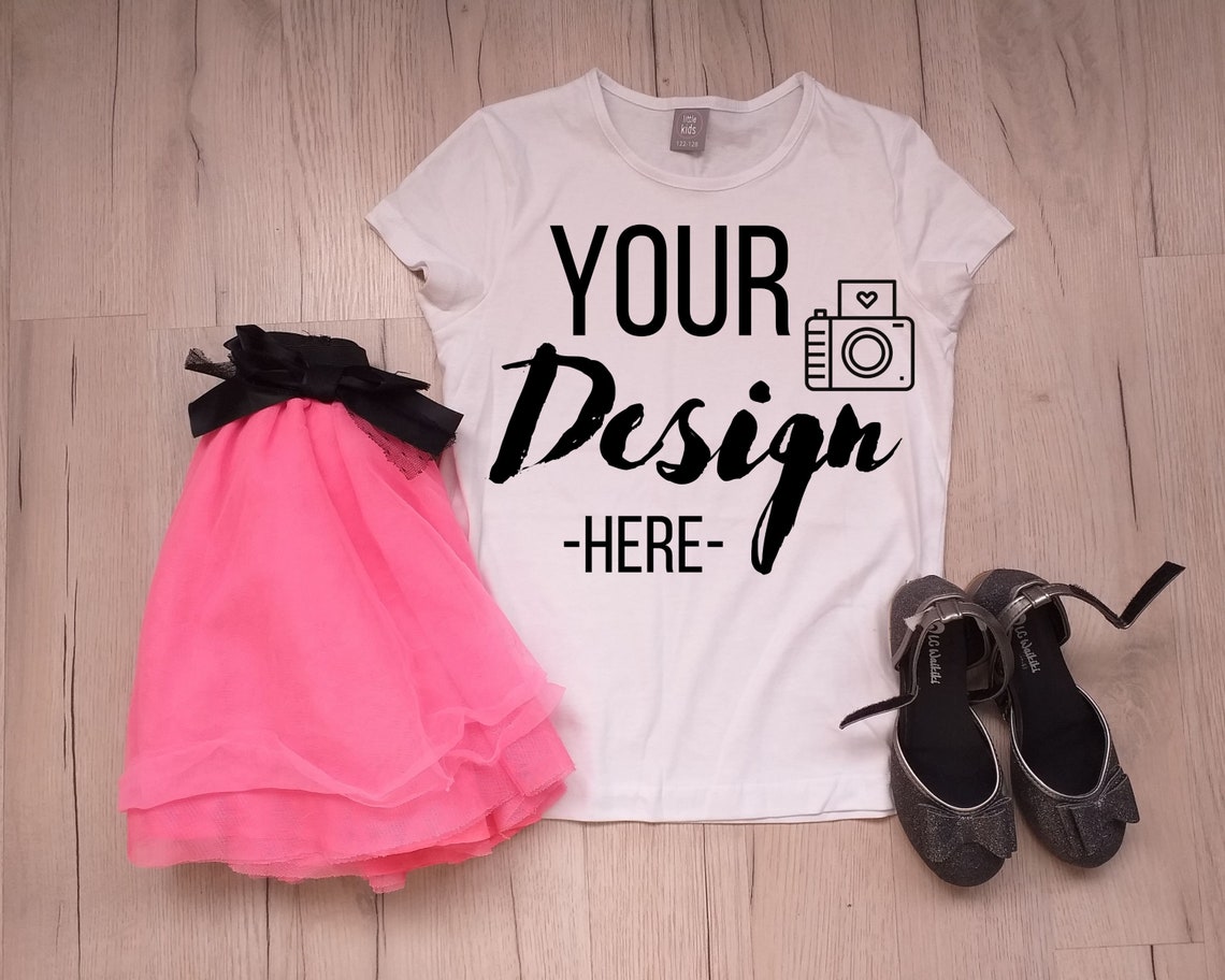 Download White Tshirt MockUp Girl T-shirt Mock Up Flat Lay White | Etsy