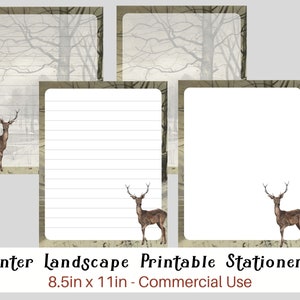 Gorgeous Winter Landscape Stationery Set for Your Creative Writing Needs - Printables in 8.5x11