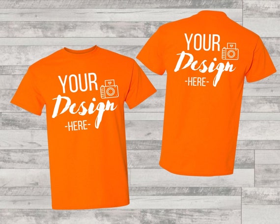 Front and Back Orange T shirt Mockup Orange T shirt Mockup Digital Mockup Instant Download Unisex Illustration Etsy