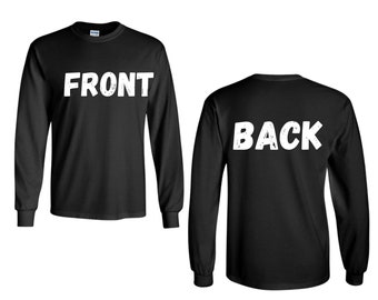 Front and Back Long Sleeve Tee Mockup, Black MockUp, Men's Long Sleeve Shirt Mockup, Instant Download Unisex Design Template