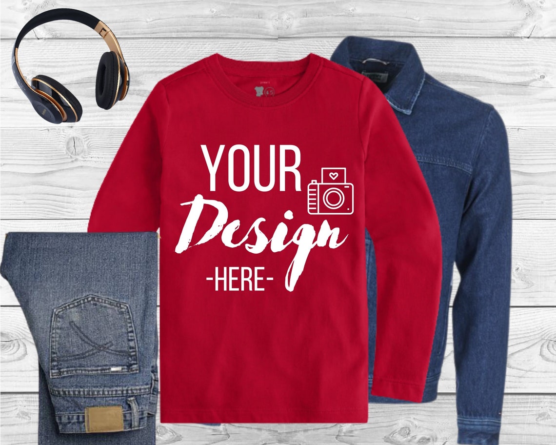 Red Sweatshirt Mockup Men Sweatshirt Mock Up Flat Lay | Etsy