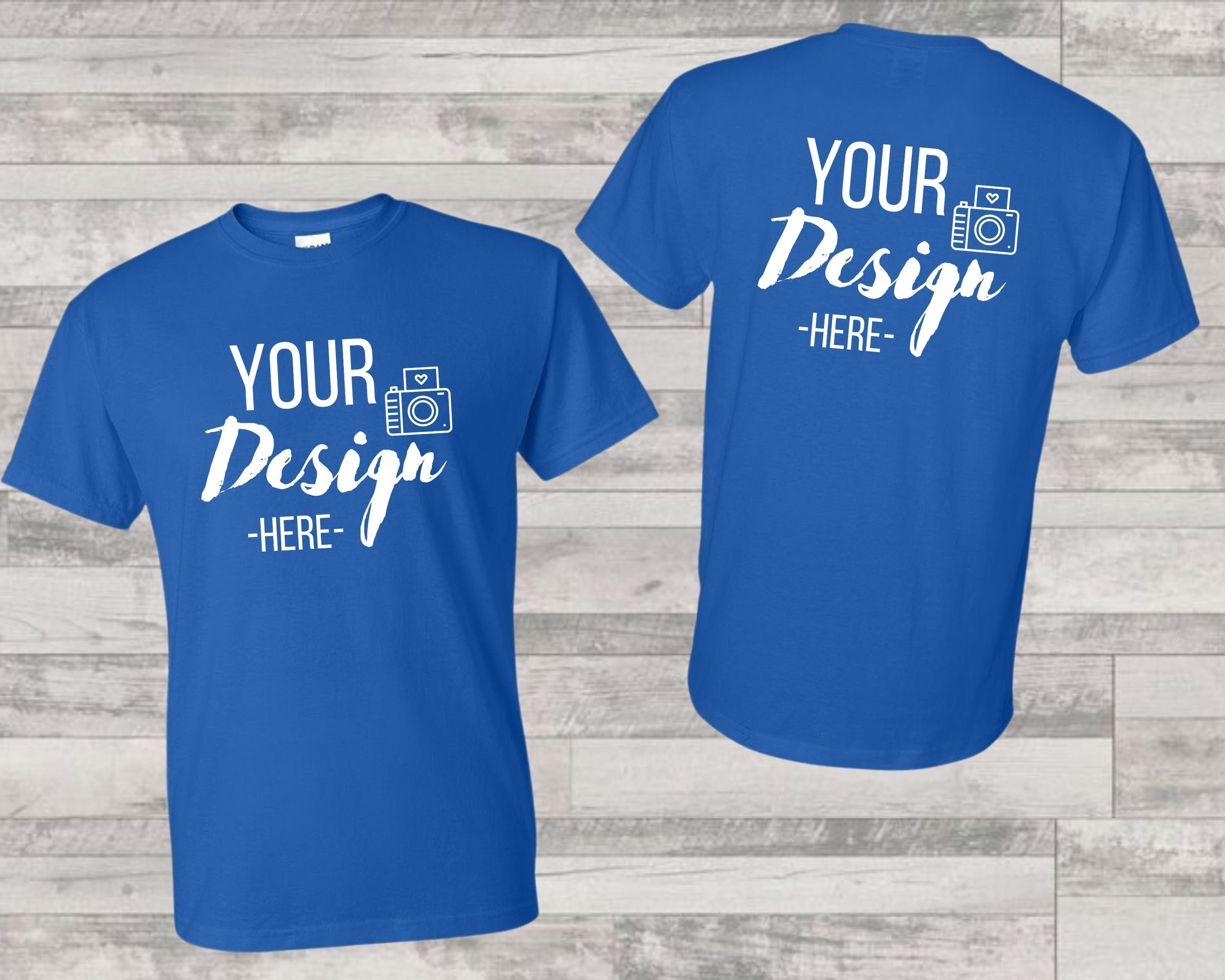 Royal Blue T-shirt Mockup: Front & Back, Unisex (digital Download