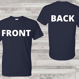 Voor- en achterkant Navy Tshirt Mockup, Heren zwaargewicht Tee Navy MockUp, Digitale Mockup, Instant Download Unisex Illustratie