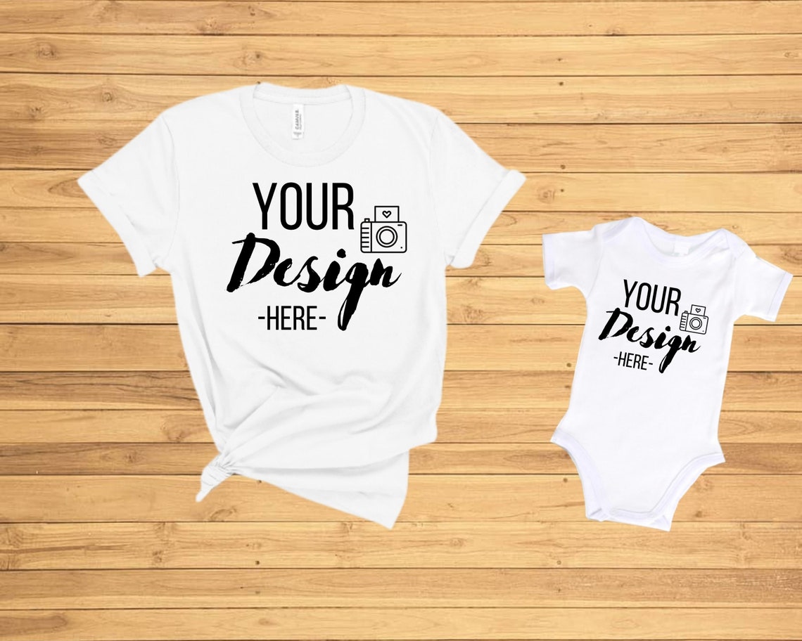 Download Mom and Baby MockUp Women T-shirt MockUp Flat Lay White | Etsy