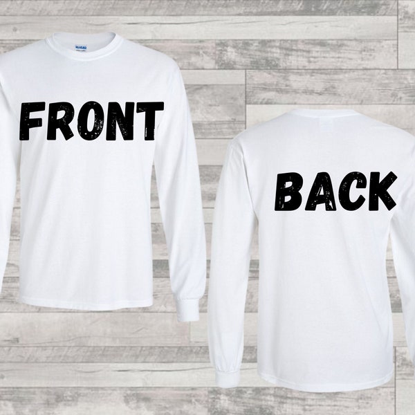 Front and Back Long Sleeve Tee Mockup, White Long Sleeve Tee Mockup, Men's Long Sleeve Shirt Mockup, Instant Download Unisex Design Template