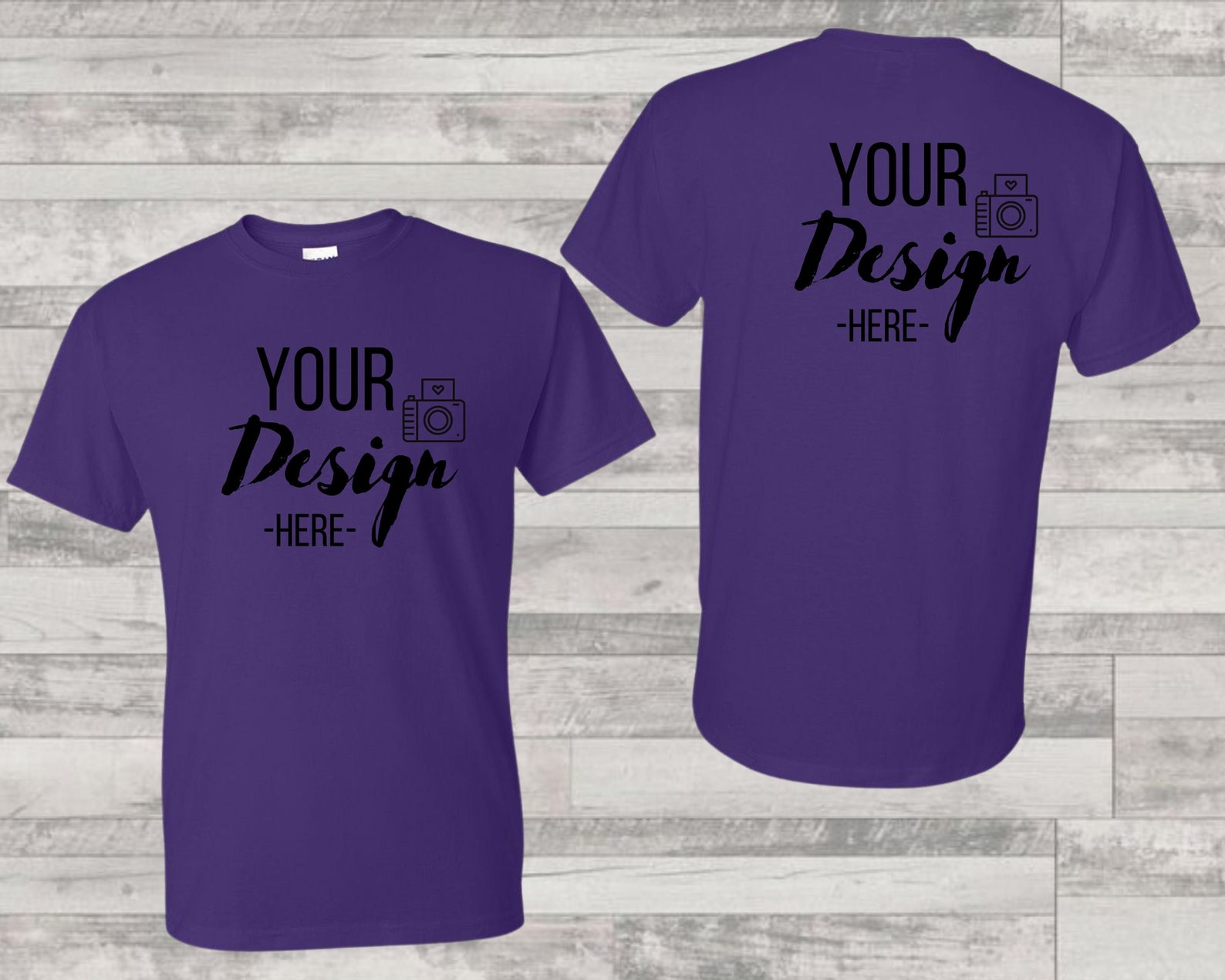 Front & Back Purple T-shirt Mockup Purple Gildan T-shirt | Etsy