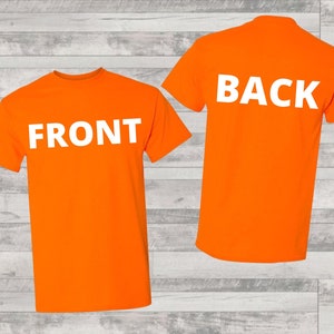 Front and Back Orange T-shirt Mockup, Orange  T-shirt MockUp, Digital Mockup, Instant Download Unisex Illustration