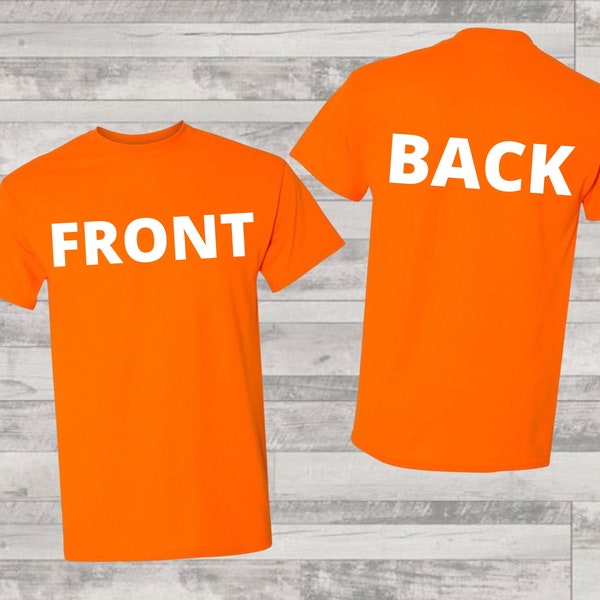 Front and Back Orange T-shirt Mockup, Orange  T-shirt MockUp, Digital Mockup, Instant Download Unisex Illustration