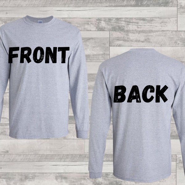 Front and Back Long Sleeve Tee Mockup, Sport Grey MockUp, Men's Long Sleeve Shirt Mockup, Instant Download Unisex Design Template