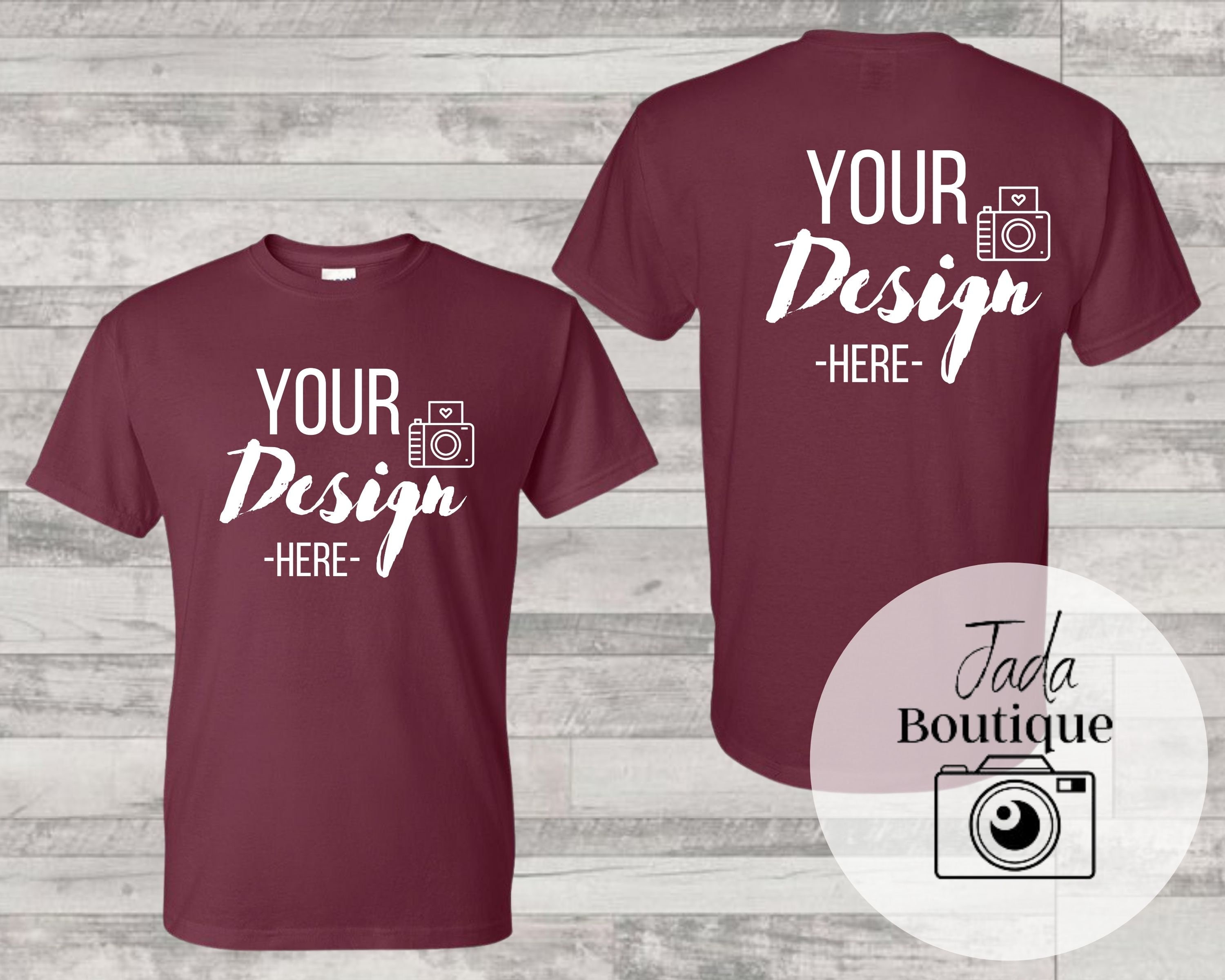 Front and Back T-shirt Mockup Bundle, White Wood Background, Unisex ...