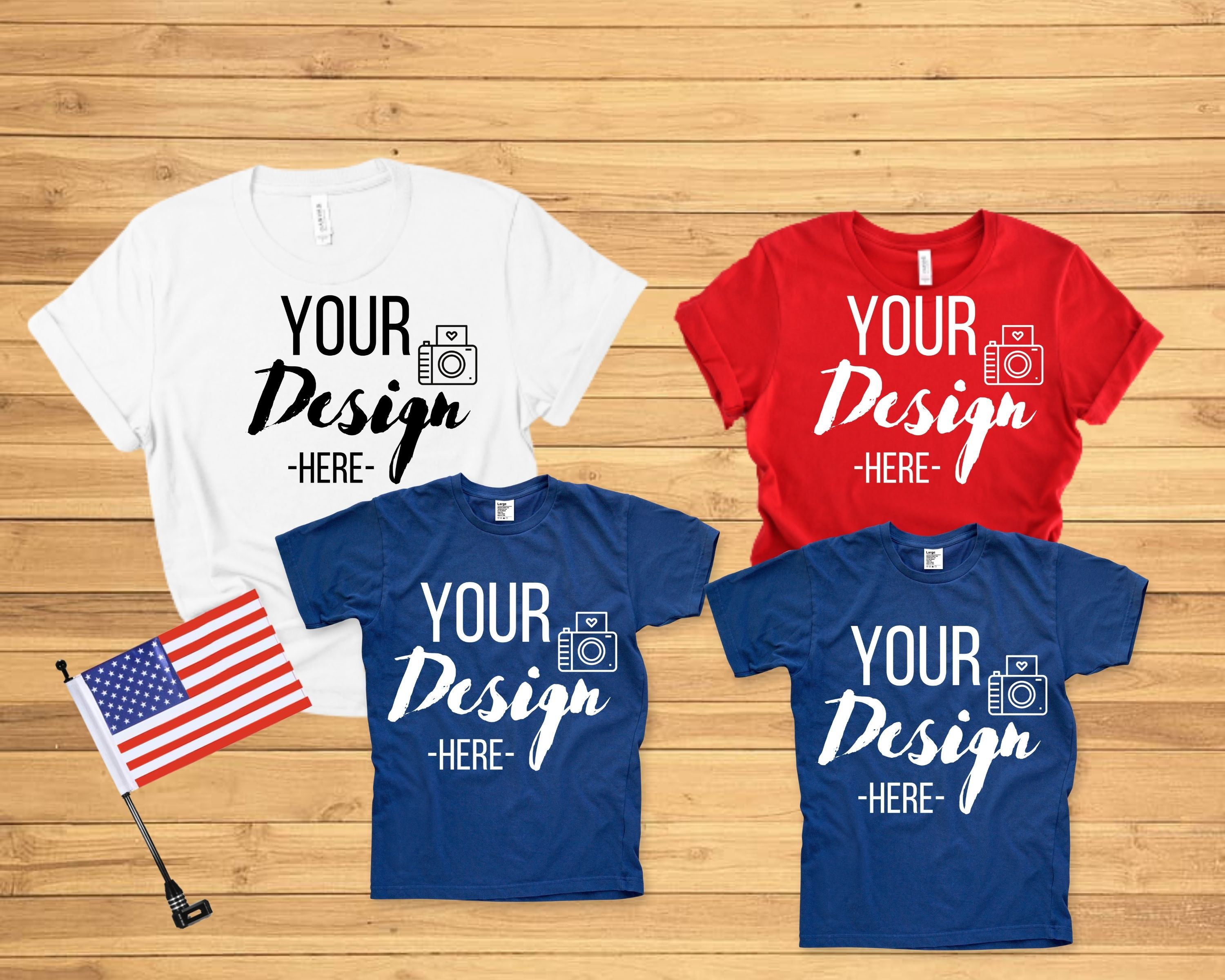 Download Family Tshirt Mockup Red White Blue T-shirt MockUp Flat | Etsy