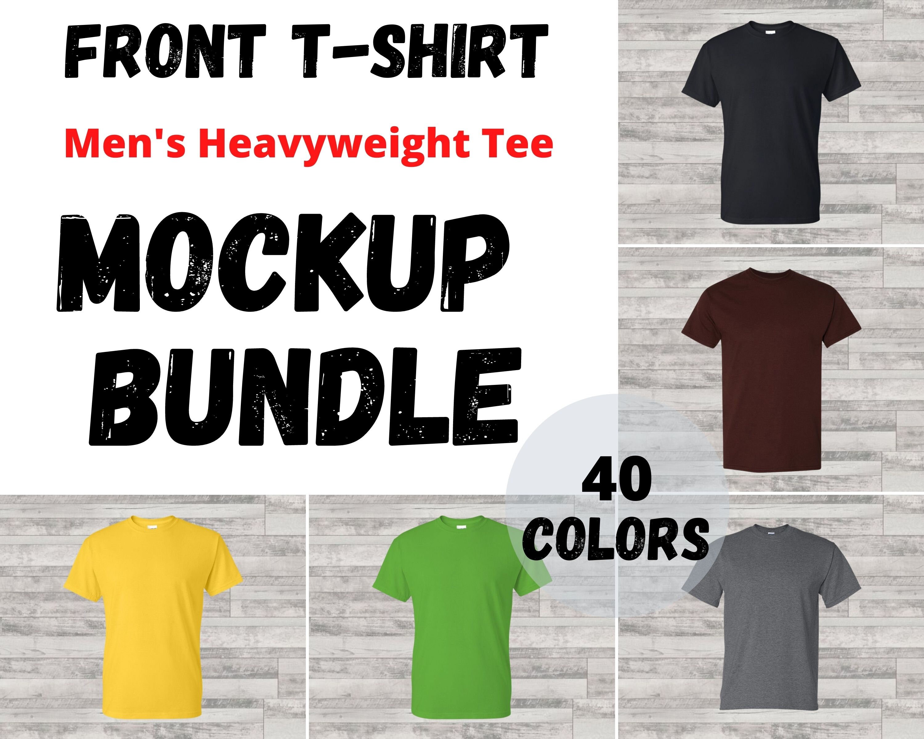 Front T-shirt Mockup Bundle White Wood 