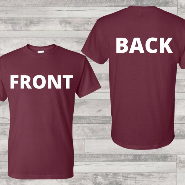 Front and Back Maroon T-shirt Mockup, Maroon Tshirt Mockup, Digital Mockup, Instant Download Unisex Illustration