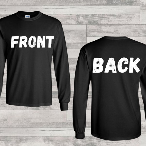 Front and Back Long Sleeve Tee Mockup, Black Long Sleeve Tee MockUp, Men's Long Sleeve Shirt Mockup, Instant Download Unisex Design Template