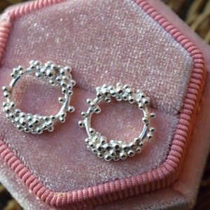 Small circle stud earrings with granulation clusters