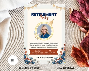 Retirement Party Invitation, Farewell Party Invitation. Retirement Invitation, Canva Template files