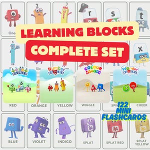 Pacchetto completo di blocchi di apprendimento / Alphablocks, Numberblocks, Colourblocks, Wonderblocks, Mini Flashcards / Libro di attività per bambini in età prescolare