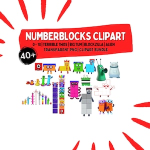 Numberblocks PNG, Blockzilla, Big Tum, Terrible Twos, Alien Clipart Bundle | Transparent PNGs (Digital Download)