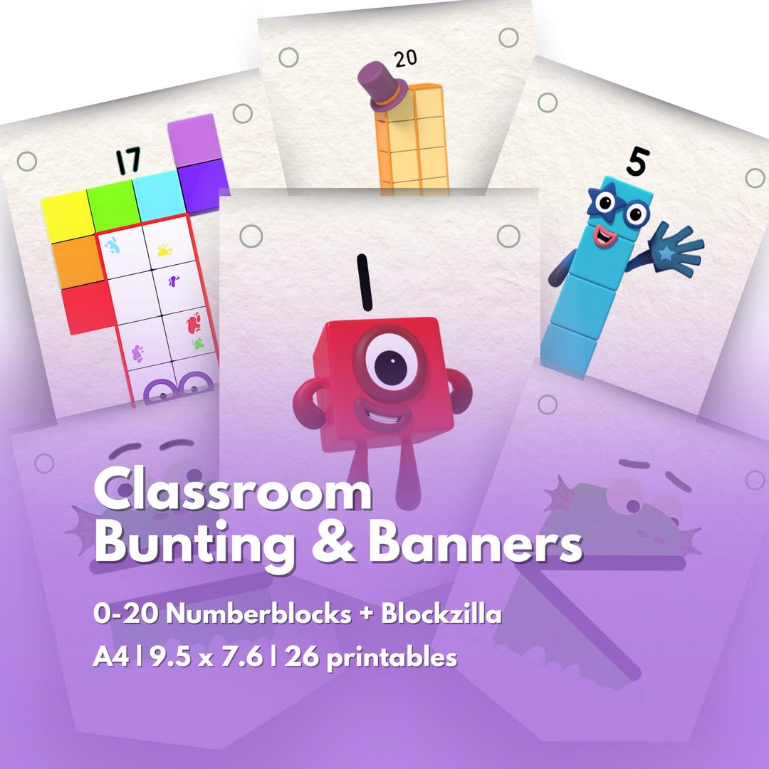 Blockzilla Print Numberblocks Bunting Printable | 0–20 Numbers Banner + Blockzilla ...