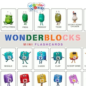 Wonderblocks mini-flashcards | Leerblokken | Wondermagie | 52 afdrukbare flashcards voor kinderen | Kaarten voor peuters en kleuters bezig