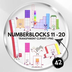 Numberblocks PNG Bundle 11-20: 42 Transparent Clipart PNGs (Digital Download) | Craft and Party Supply