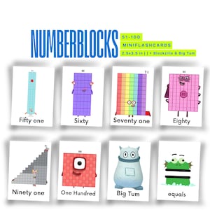 Numberblocks 51-100 Flashcards: Preschool Math (Blockzilla + Big Tum)