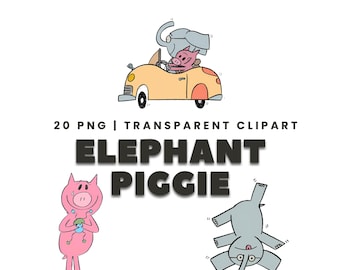 Elephant and Piggie Clipart Bundle, Storybook Printable Character Images