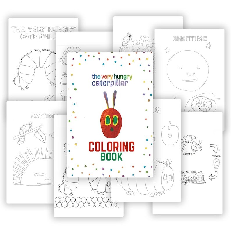 Very Hungry Caterpillar Coloring Pages: Eric Carle Inspired (A4 & 5x7 ...