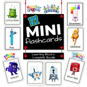 Learning Blocks Mini Flashcards Complete Bundle | Alphablocks Numberblocks Colourblocks Wonderblocks | Preschool Toddler Kindergarten