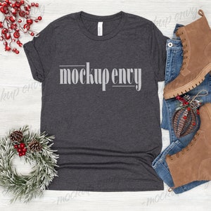 Bella Canvas 3001 T-Shirt Mockup | Christmas Mockup Heather Dark Gray Mockup | Heather Dark Gray T-Shirt Mockup | Christmas Mockup
