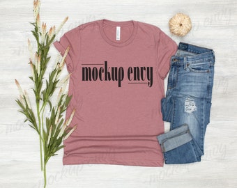 Bella Canvas 3001 T-Shirt Mockup | Heather Mauve Mockup |  Fall Mockup | Heather Mauve T-Shirt Mockup | Autumn