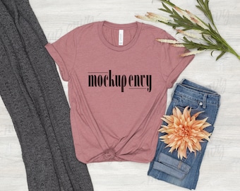 Bella Canvas 3001 T-Shirt Mockup | Heather Mauve Mockup |  Fall Mockup | Heather Mauve T-Shirt Mockup | Autumn
