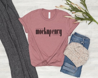 Bella Canvas 3001 T-Shirt Mockup | Heather Mauve Mockup |  Fall Mockup | Heather Mauve T-Shirt Mockup | Autumn