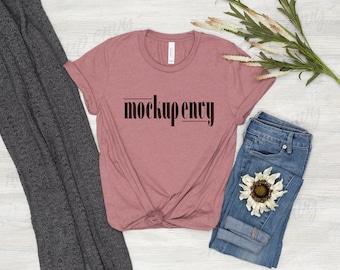 Bella Canvas 3001 T-Shirt Mockup | Heather Mauve Mockup |  Fall Mockup | Heather Mauve T-Shirt Mockup | Autumn