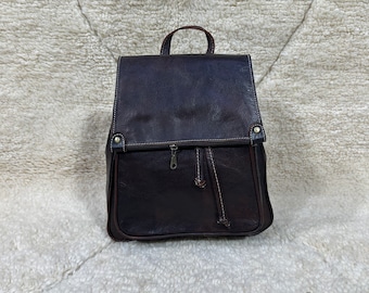 Moroccan Genuine Leather  Bag. Sac à dos en cuir , BOHO Vintage BagPack , Leather Bag pack , leather moroccan handmade Bags