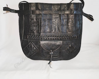 Sac seau en cuir marocain , sac à bandoulière , sac style Vintage ,  Morrocan Leather Bag