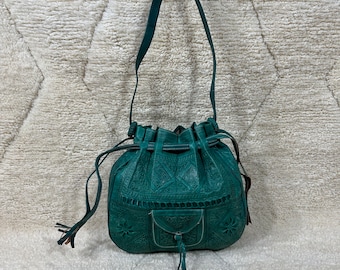 Leather Women's Bag, Genuine Leather Bag, Moroccan Leather Bucket Bag, Shoulder Bag, Vintage Style Bag, Best Gift for Women
