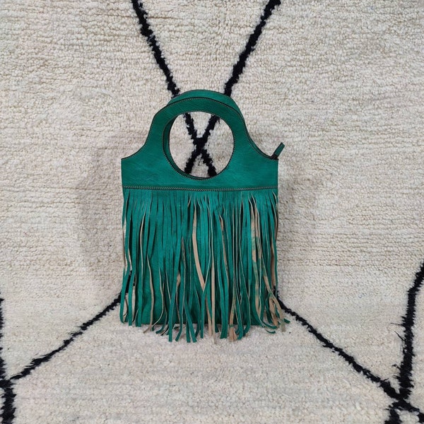 Fringe Shoulder Tote Bag , Fringe BOHO Bag , Sac à main en cuir marocain , sac à main avec franges bohème ethnique , leather chic bag