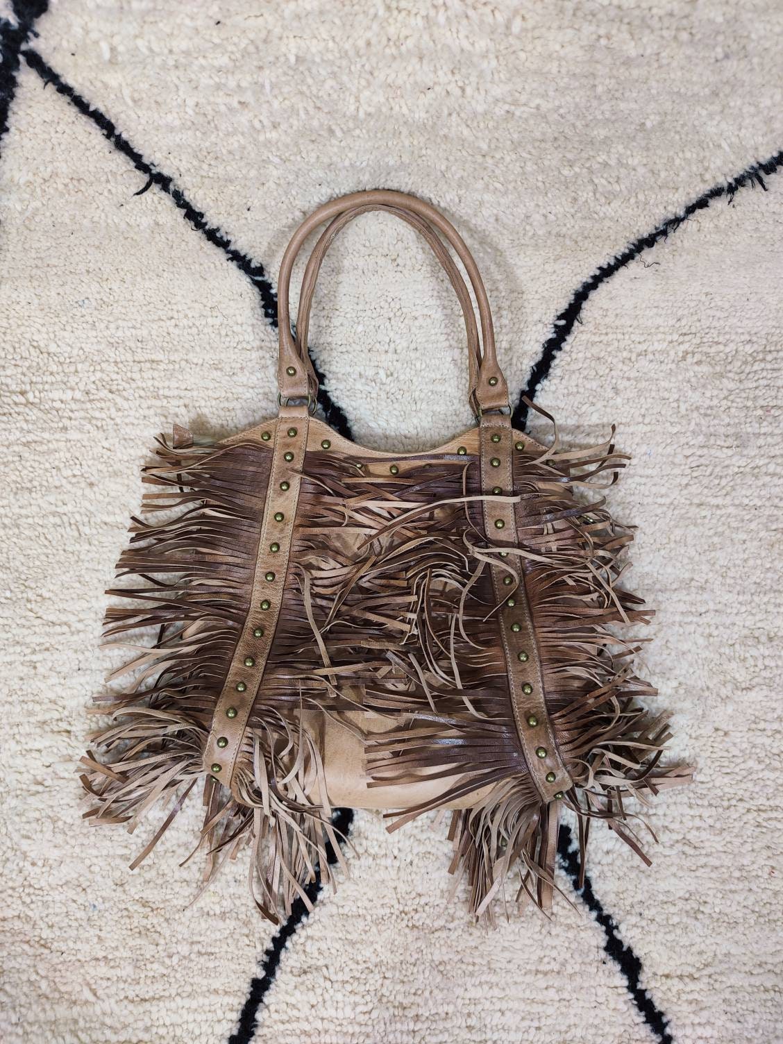 Handmade Moroccan Leather Boho bag with fringes – Simply Moroccan