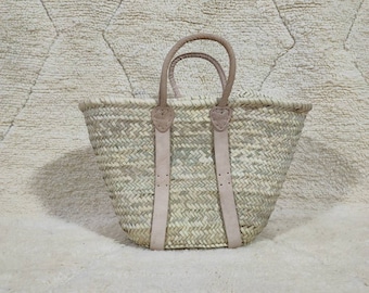 Morocca market bag , Straw beach bag , Panier en paille marocain fait main , French basket bag , best Gift For Her