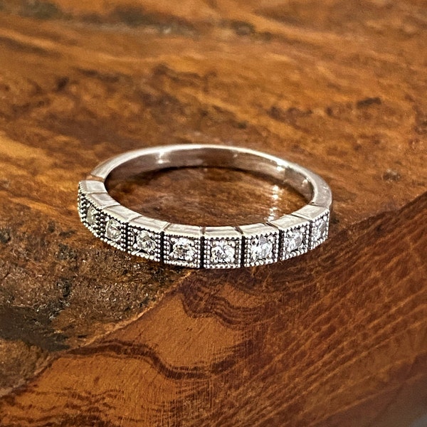 Platin 950 Diamant halbe Ewigkeit Ring 18CT Weißgold Diamant Ehering, Prinzessin geschnitten Rahmen Diamant Hochzeit Ring Gelbgold rose gold