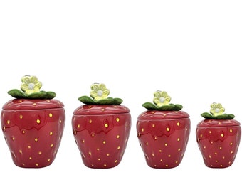 Strawberry Ceramic Kitchen Canister Set
