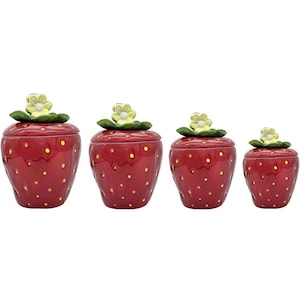 Strawberry Ceramic Kitchen Canister Set