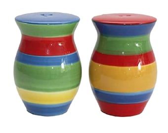 Rainbow Salt and Pepper Shakers – Hand‑Painted Ceramic Spice Set, Colorful Table Decor, Gift for Home Cooks & Rainbow Lovers