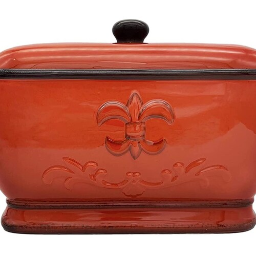 Red Bread Box Ceramic Canister / Hand Painted Etsy
