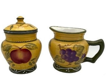 Tuscan Fruity Tea Coffee Creamer and Sugar Bowl Set
