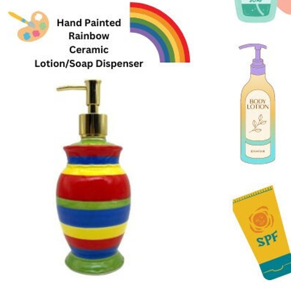 Tuscany Colorful Hand Painted Rainbow Soap/Lotion Dispenser