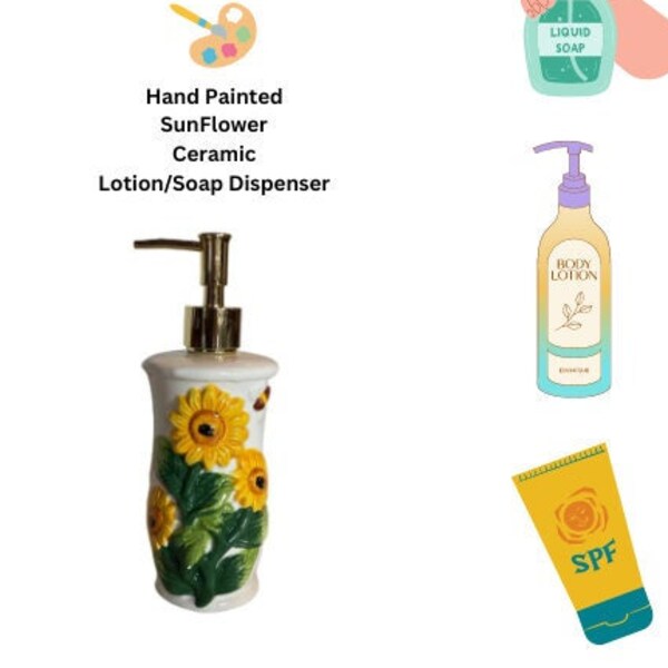 Lotion & Seifenspender, Handgemalte Sonnenblume