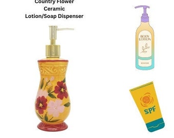 Hand painted Country Flower Lotion and Soap Dispenser